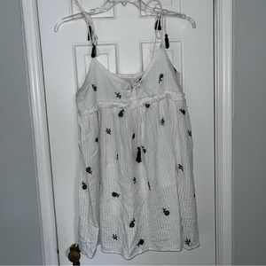 Zara Linen Embroidered Mini Dress